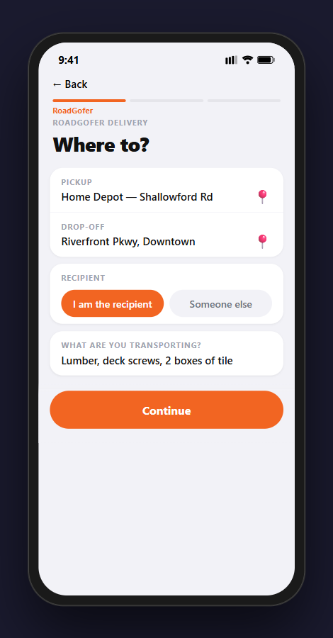 Request a delivery